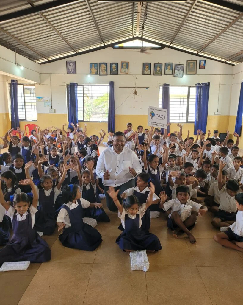 Students welcoming Dr. Ashwin Fernandes